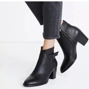 Madewell Black Leather ‘Kelci’ Heeled Boot Size 9